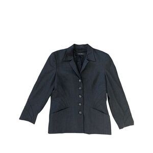 Escada Dark Gray/ Black Wool Blend Long Sleeve Blazer Starburst Size 40 Medium